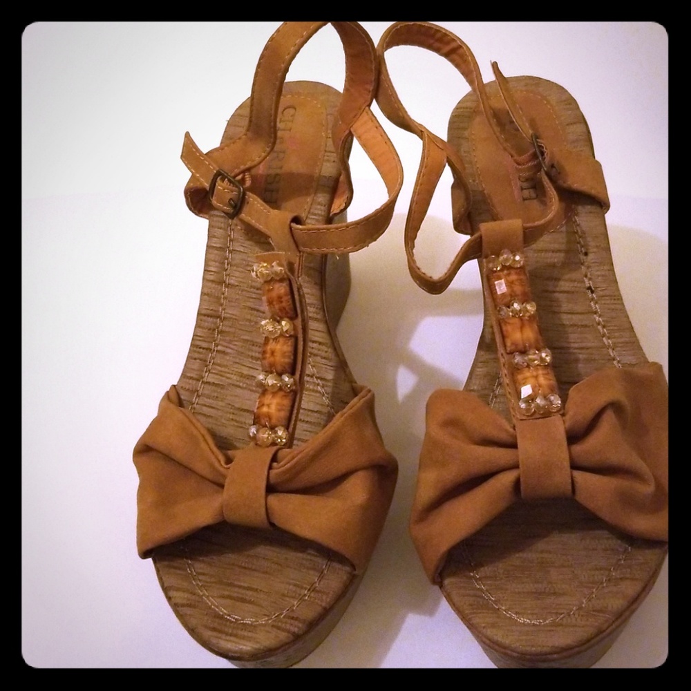 For Sale Tan Wedge Sandals